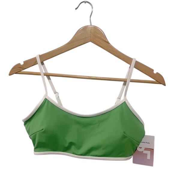 JoyLab Women's Piped Green Sports Bra - Picture 2 of 3